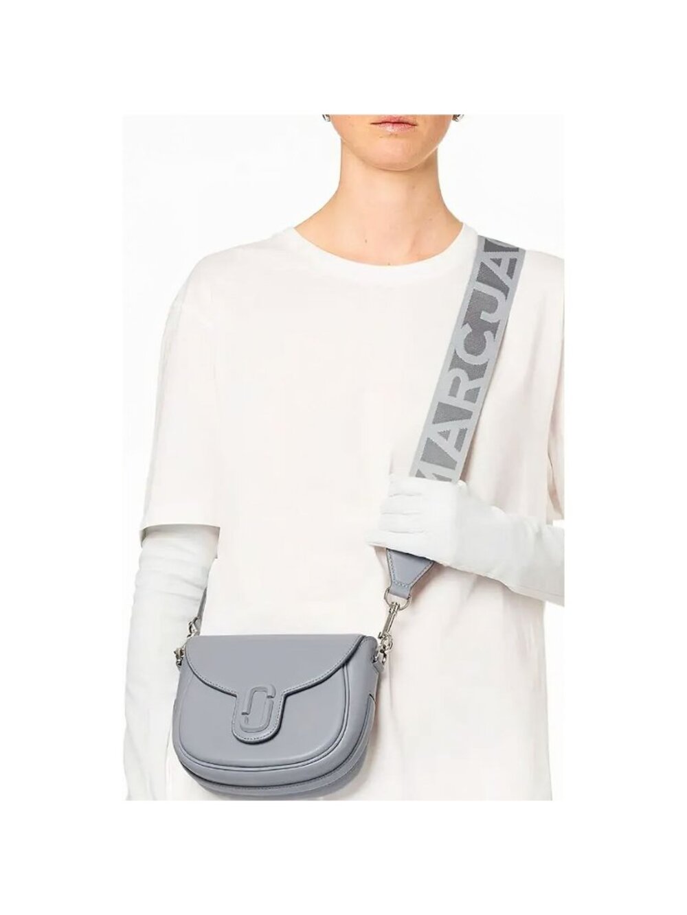 Marc Jacobs Women's The Messenger Saddle Bag Small In Leather Gray OS